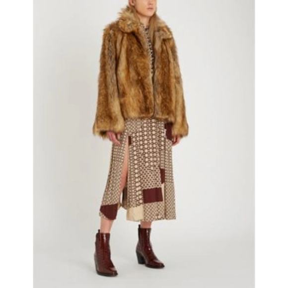 Zadig & Voltaire Furys Faux-Fur Jacket Long Sleeves in Marron Size 36 / US S NWT - Picture 2 of 13